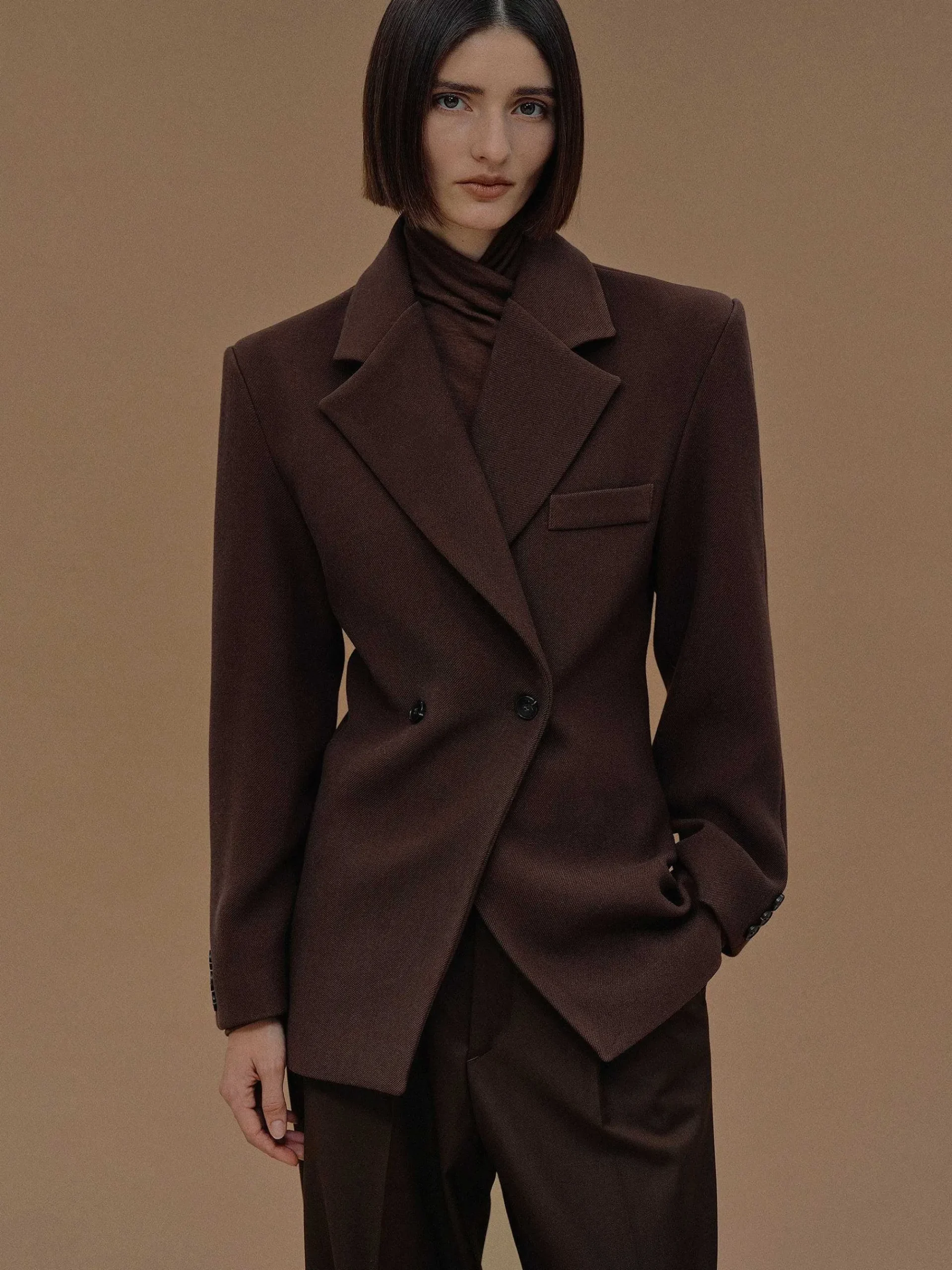 Source Unknown Vêtements-Blazer Cintre A Double Boutonnage Nangy, Noix De Pecan