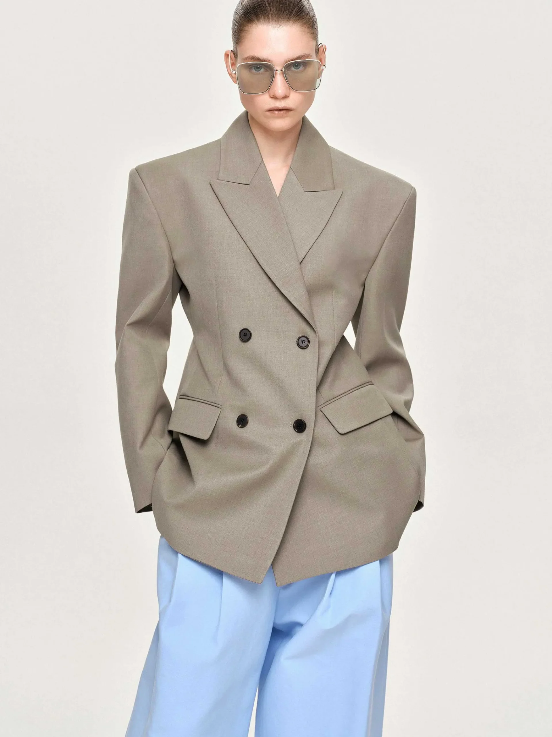 Source Unknown Vêtements-Blazer Croise Messi, Dune