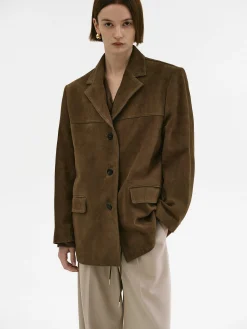 Source Unknown Accessoires-Blazer En Peau D'Agneau Hailey, Noix De Pecan