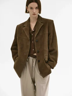 Source Unknown Accessoires-Blazer En Peau D'Agneau Hailey, Noix De Pecan