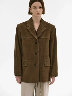 Source Unknown Accessoires-Blazer En Peau D'Agneau Hailey, Noix De Pecan