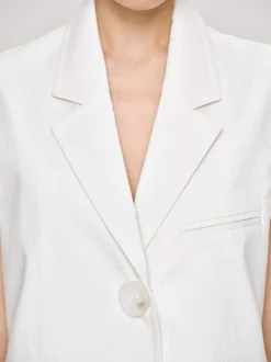 Source Unknown Vêtements-Blazer Long Sans Manches, Blanc