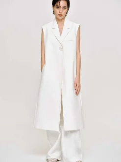 Source Unknown Vêtements-Blazer Long Sans Manches, Blanc