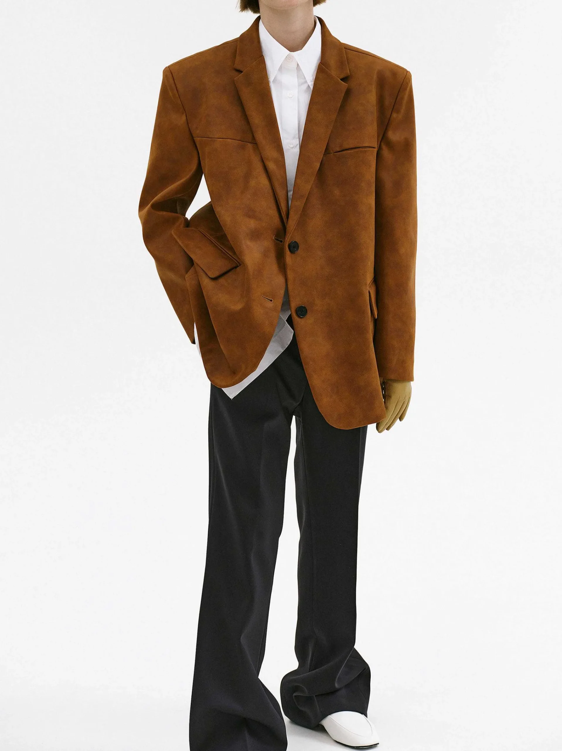 Source Unknown Accessoires-Blazer Lui En Simili Cuir, Marron Rouille