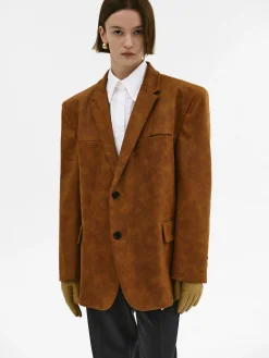 Source Unknown Accessoires-Blazer Lui En Simili Cuir, Marron Rouille