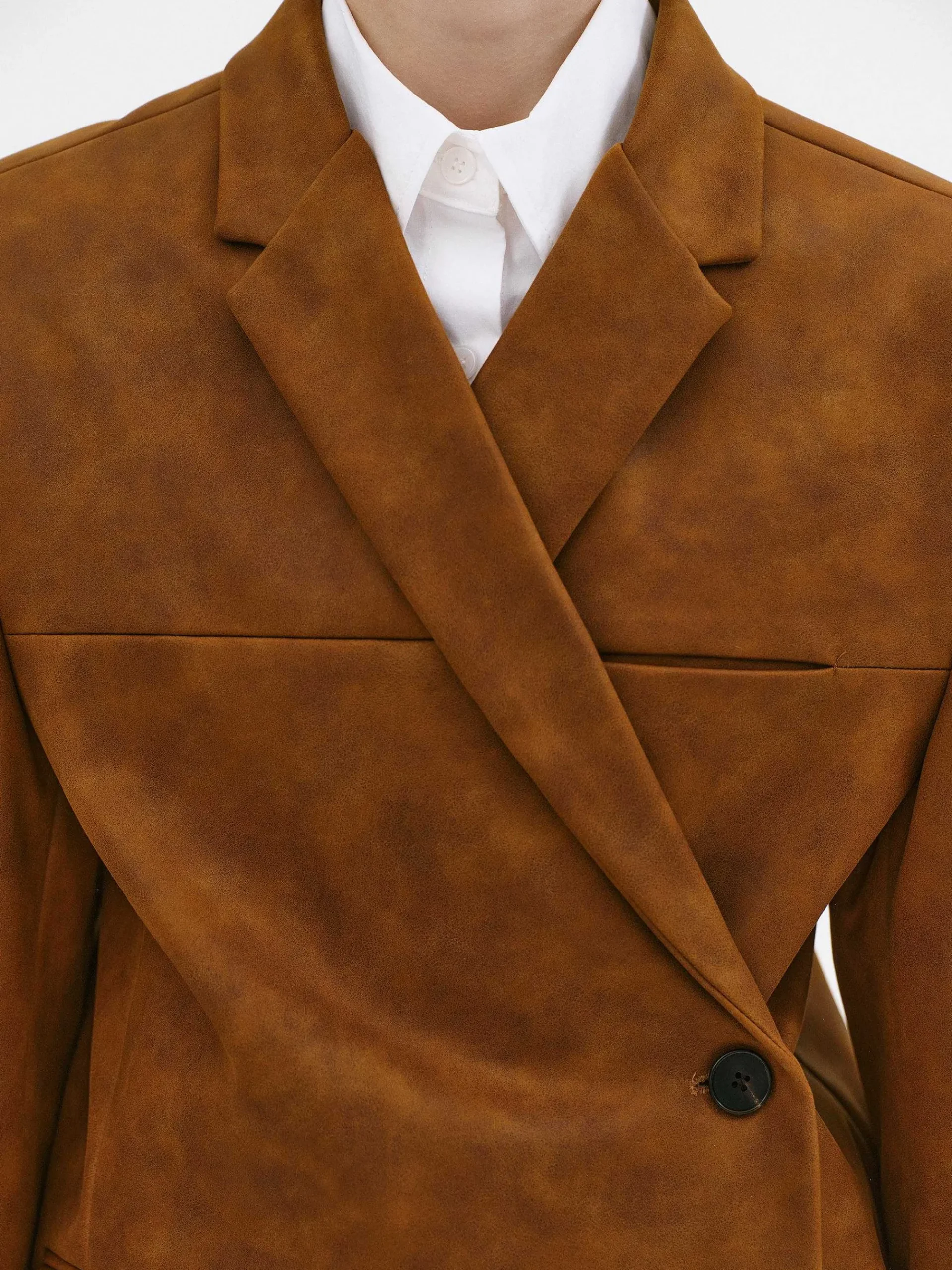 Source Unknown Accessoires-Blazer Lui En Simili Cuir, Marron Rouille