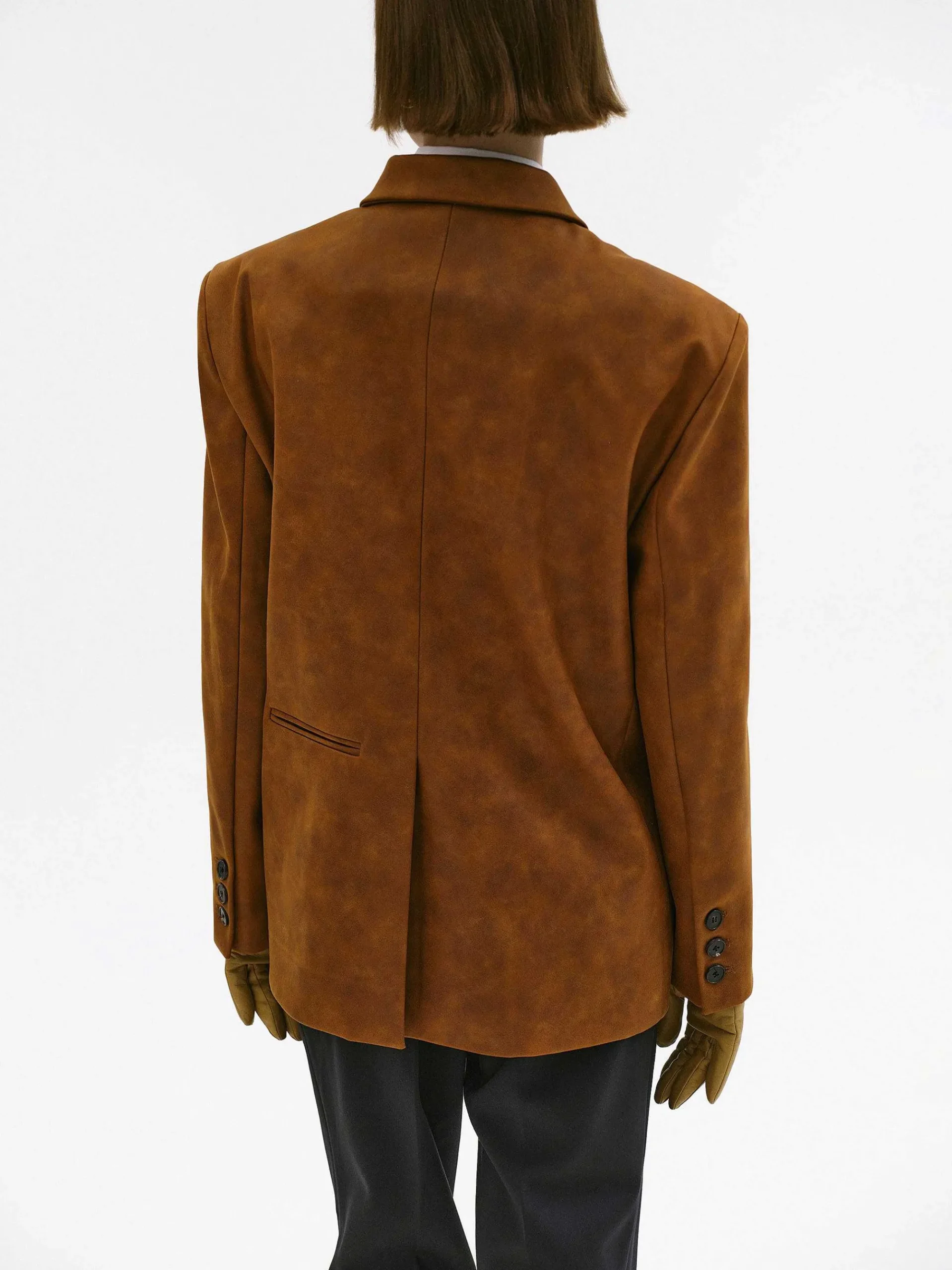 Source Unknown Accessoires-Blazer Lui En Simili Cuir, Marron Rouille