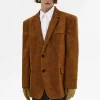 Source Unknown Accessoires-Blazer Lui En Simili Cuir, Marron Rouille