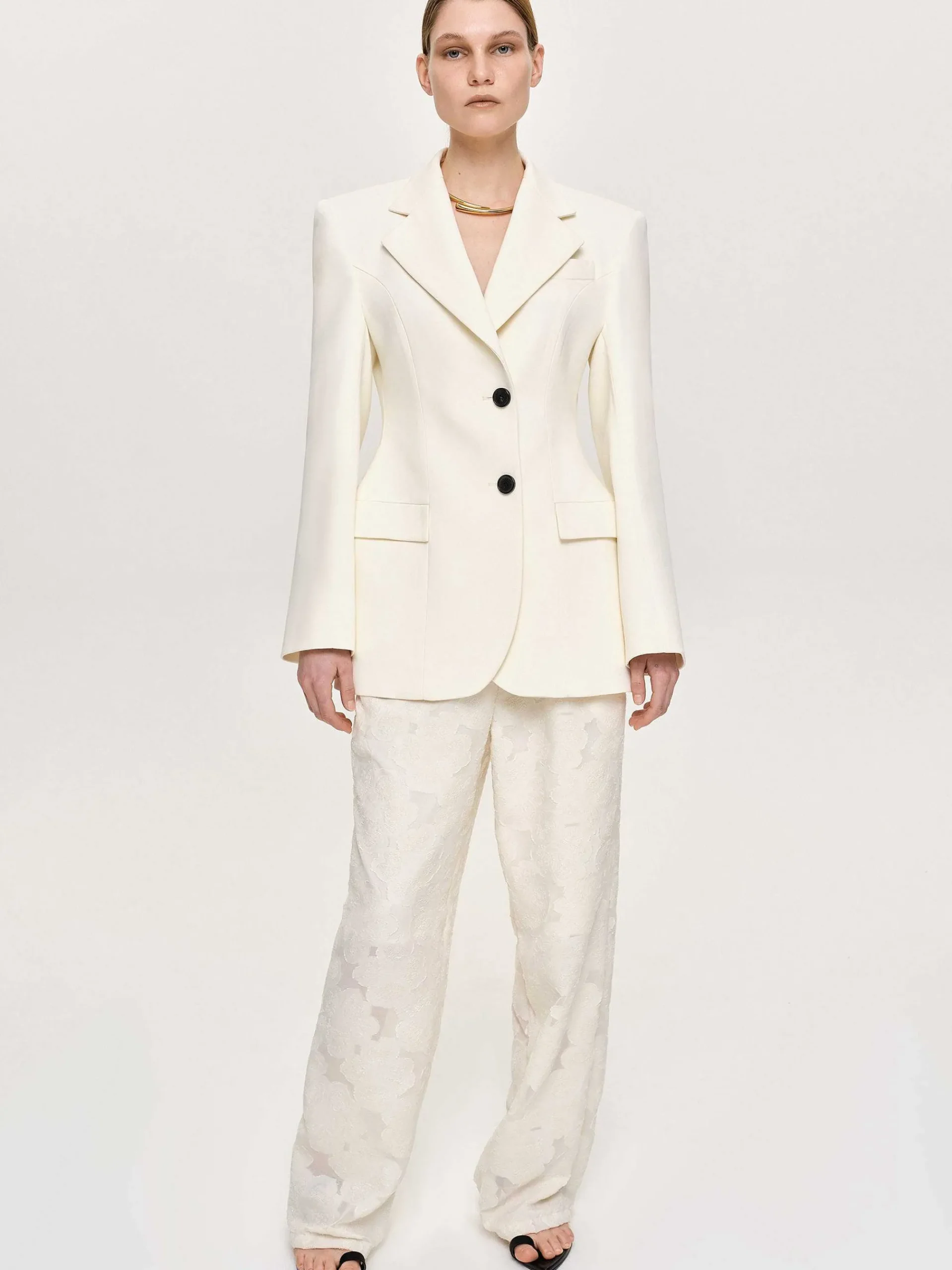 Source Unknown Vêtements D'Exterieur-Blazer Sablier Poldo, Creme