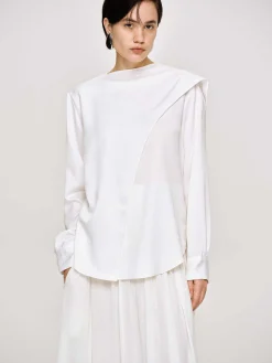 Source Unknown Hauts-Blouse Echarpe Drapee Notte, Blanc