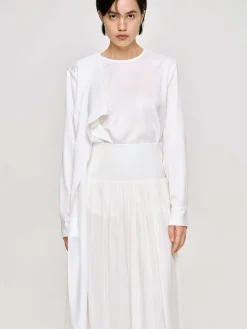 Source Unknown Vêtements-Blouse Echarpe Drapee Notte, Blanc