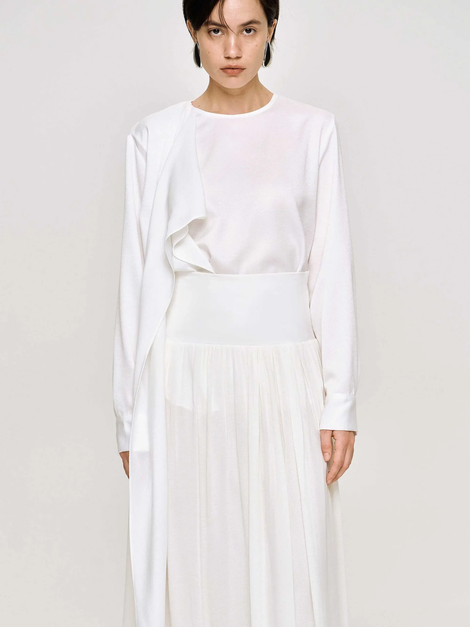 Source Unknown Vêtements-Blouse Echarpe Drapee Notte, Blanc