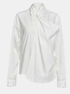 Source Unknown Hauts-Blouse Echarpe Torsadee Mesash, Blanc