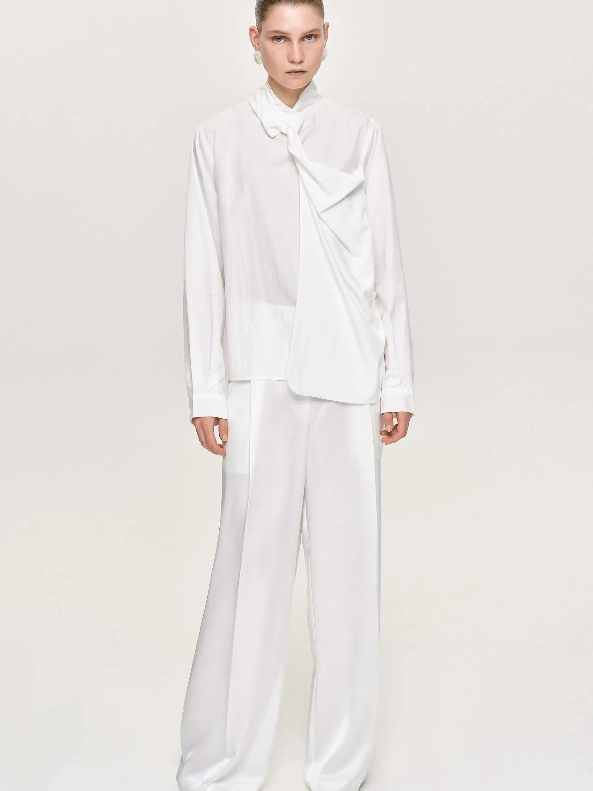 Source Unknown Vêtements-Blouse Echarpe Torsadee Mesash, Blanc
