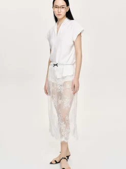 Source Unknown Vêtements-Blouse En Crepe A Col En V, Blanc