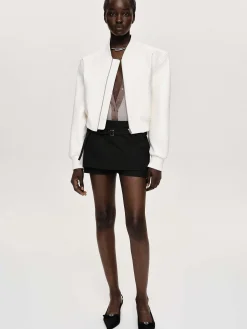 Source Unknown Vêtements D'Exterieur-Blouson Aviateur En Similicuir, Blanc