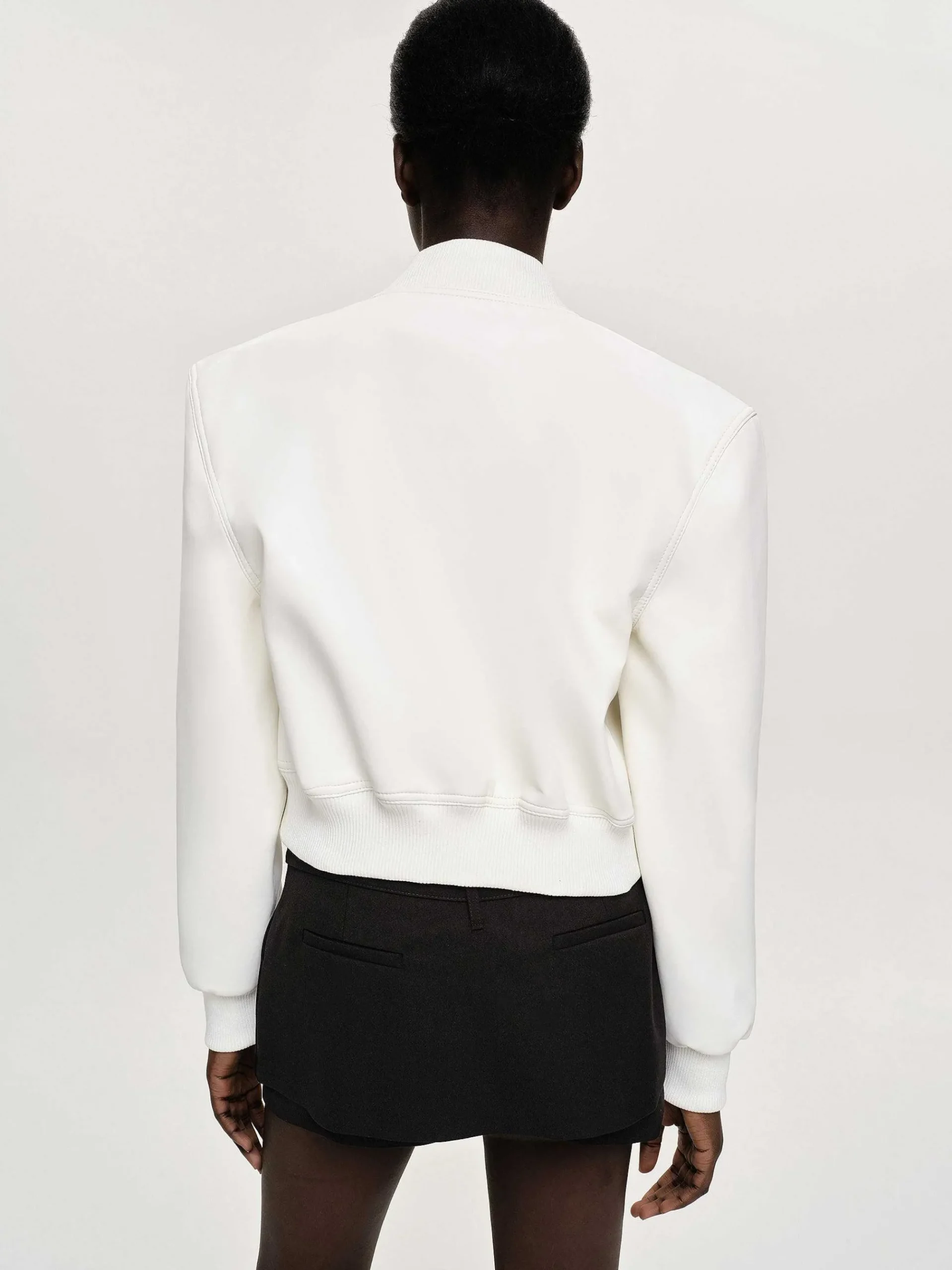 Source Unknown Vêtements D'Exterieur-Blouson Aviateur En Similicuir, Blanc