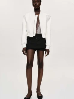 Source Unknown Vêtements-Blouson Aviateur En Similicuir, Blanc