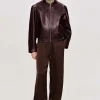 Source Unknown Accessoires-Blouson Aviateur Ennio En Similicuir, Acajou