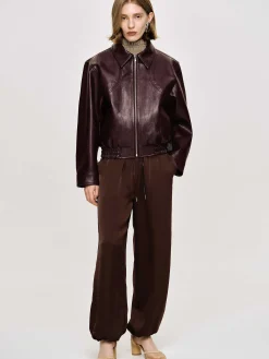 Source Unknown Accessoires-Blouson Aviateur Ennio En Similicuir, Acajou