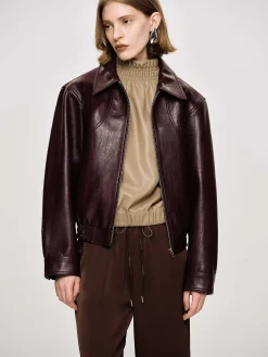 Source Unknown Accessoires-Blouson Aviateur Ennio En Similicuir, Acajou