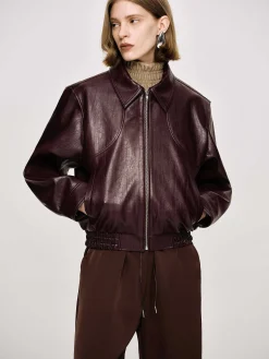 Source Unknown Accessoires-Blouson Aviateur Ennio En Similicuir, Acajou