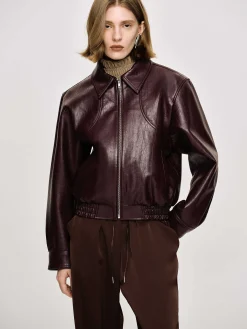 Source Unknown Accessoires-Blouson Aviateur Ennio En Similicuir, Acajou
