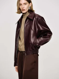 Source Unknown Accessoires-Blouson Aviateur Ennio En Similicuir, Acajou