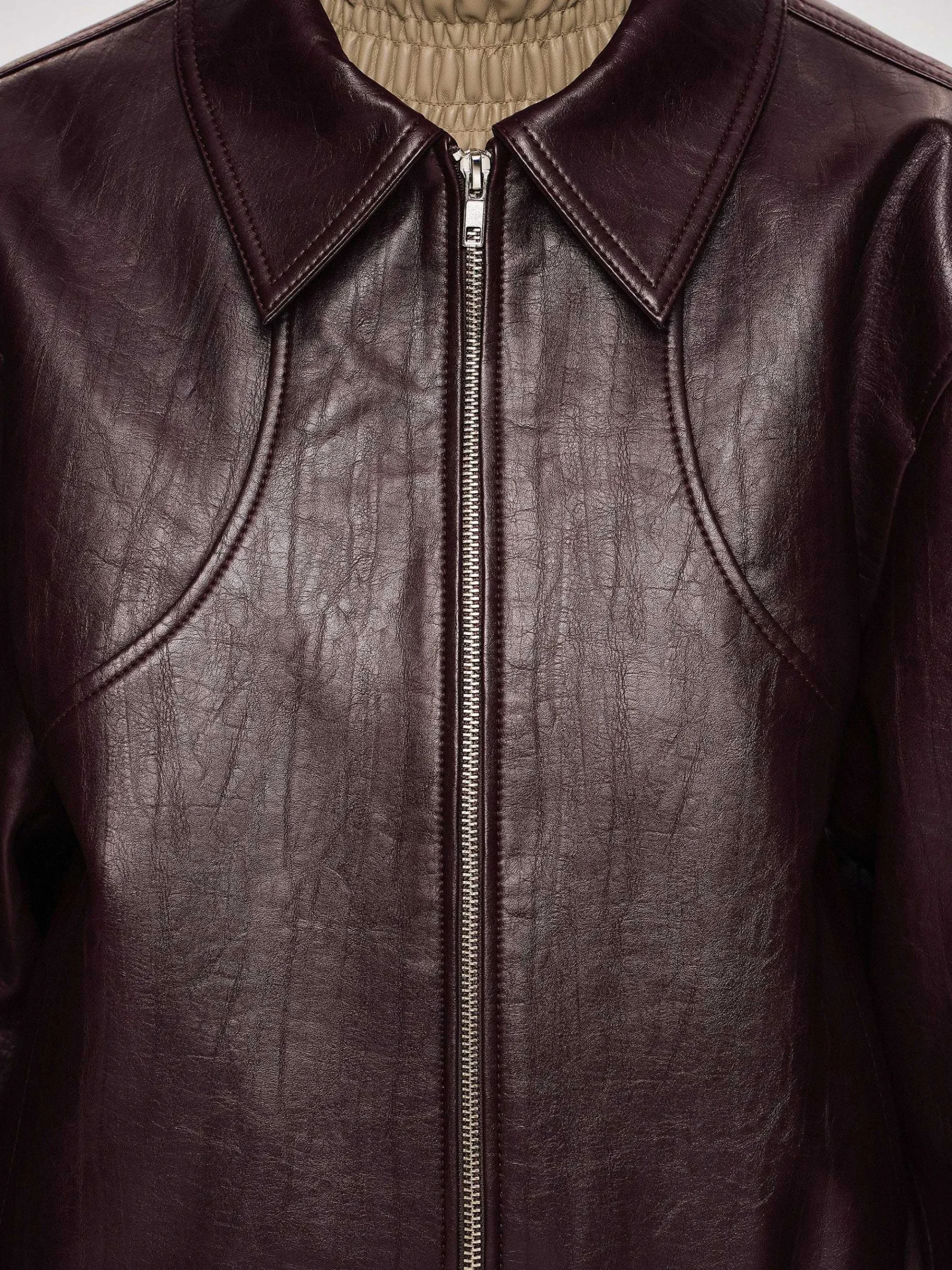 Source Unknown Accessoires-Blouson Aviateur Ennio En Similicuir, Acajou
