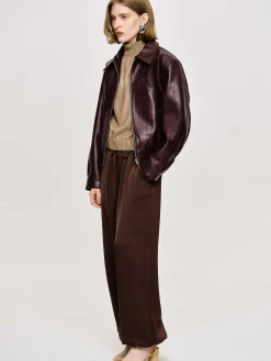 Source Unknown Accessoires-Blouson Aviateur Ennio En Similicuir, Acajou