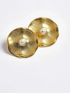 Source Unknown Accessoires-Boucles D'Oreilles A Tige Jardin, Dore