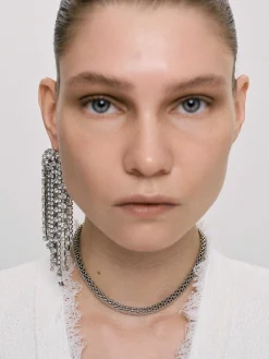 Source Unknown Vêtements-Boucles D'Oreilles Longues En Strass, Argent