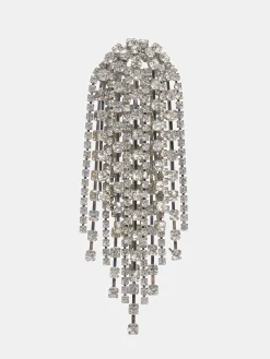 Source Unknown Accessoires-Boucles D'Oreilles Longues En Strass, Argent
