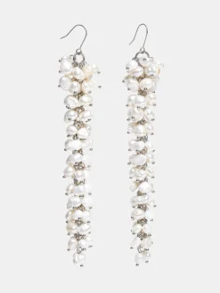 Source Unknown Accessoires-Boucles D'Oreilles Pendantes En Perles, Blanc