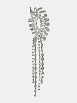 Source Unknown Accessoires-Boucles D'Oreilles Pendantes En Cristal, Argent