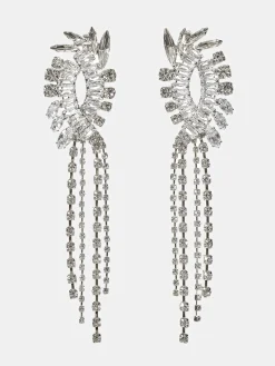 Source Unknown Accessoires-Boucles D'Oreilles Pendantes En Cristal, Argent