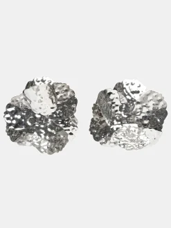 Source Unknown Vêtements-Boucles D'Oreilles Petales Irregulieres, Argent