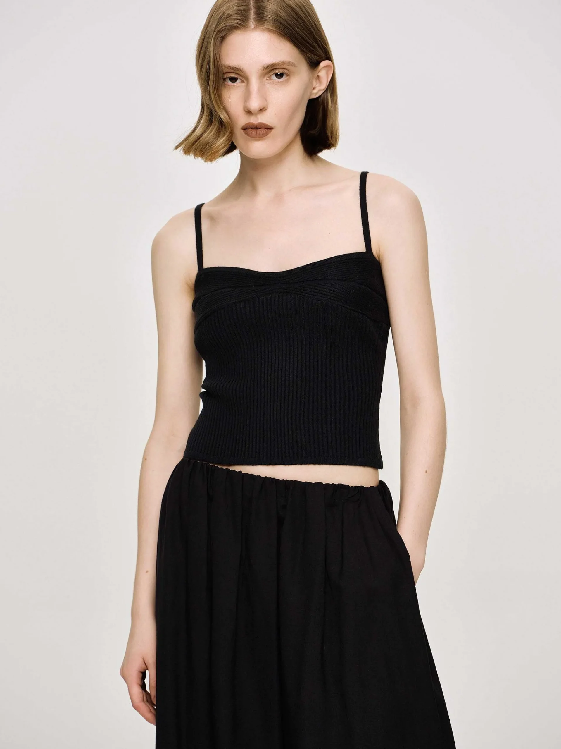 Source Unknown Vêtements-Camisole En Tricot Cotele, Noir