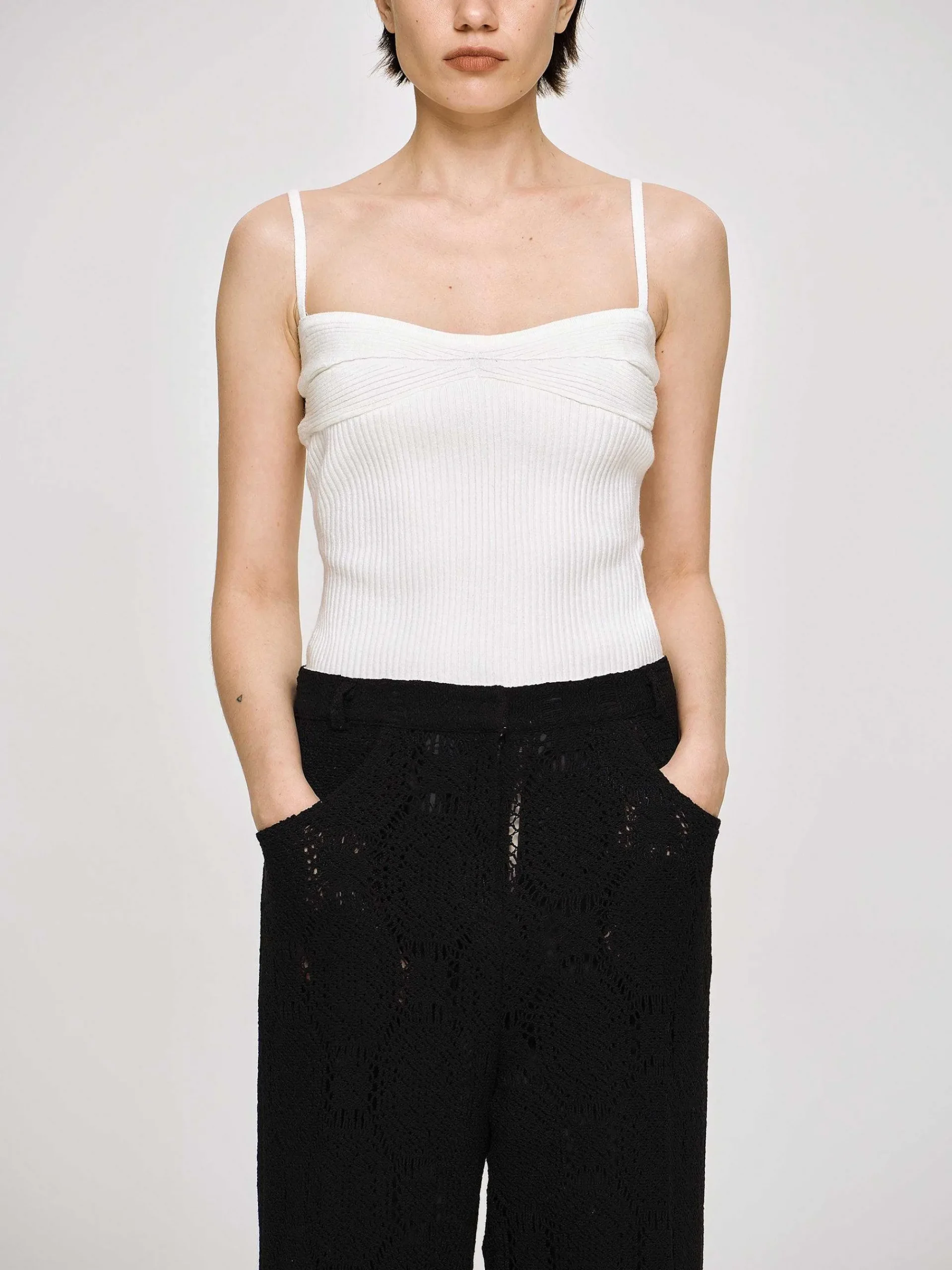 Source Unknown Vêtements-Camisole En Tricot Cotele, Blanc
