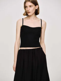 Source Unknown Tricots-Camisole En Tricot Cotele, Noir