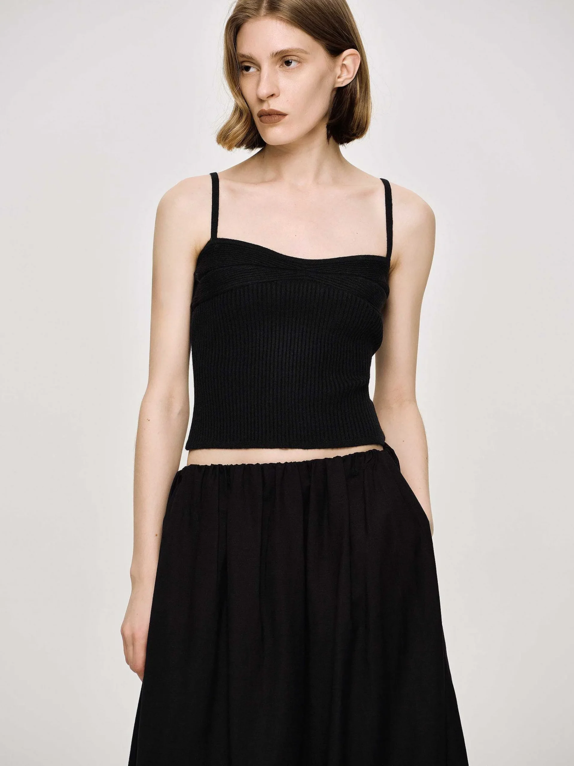 Source Unknown Tricots-Camisole En Tricot Cotele, Noir