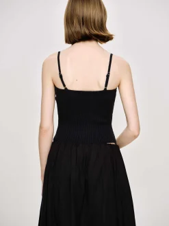 Source Unknown Tricots-Camisole En Tricot Cotele, Noir