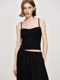 Source Unknown Tricots-Camisole En Tricot Cotele, Noir