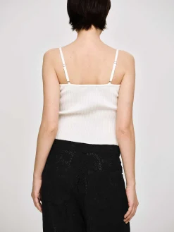 Source Unknown Tricots-Camisole En Tricot Cotele, Blanc