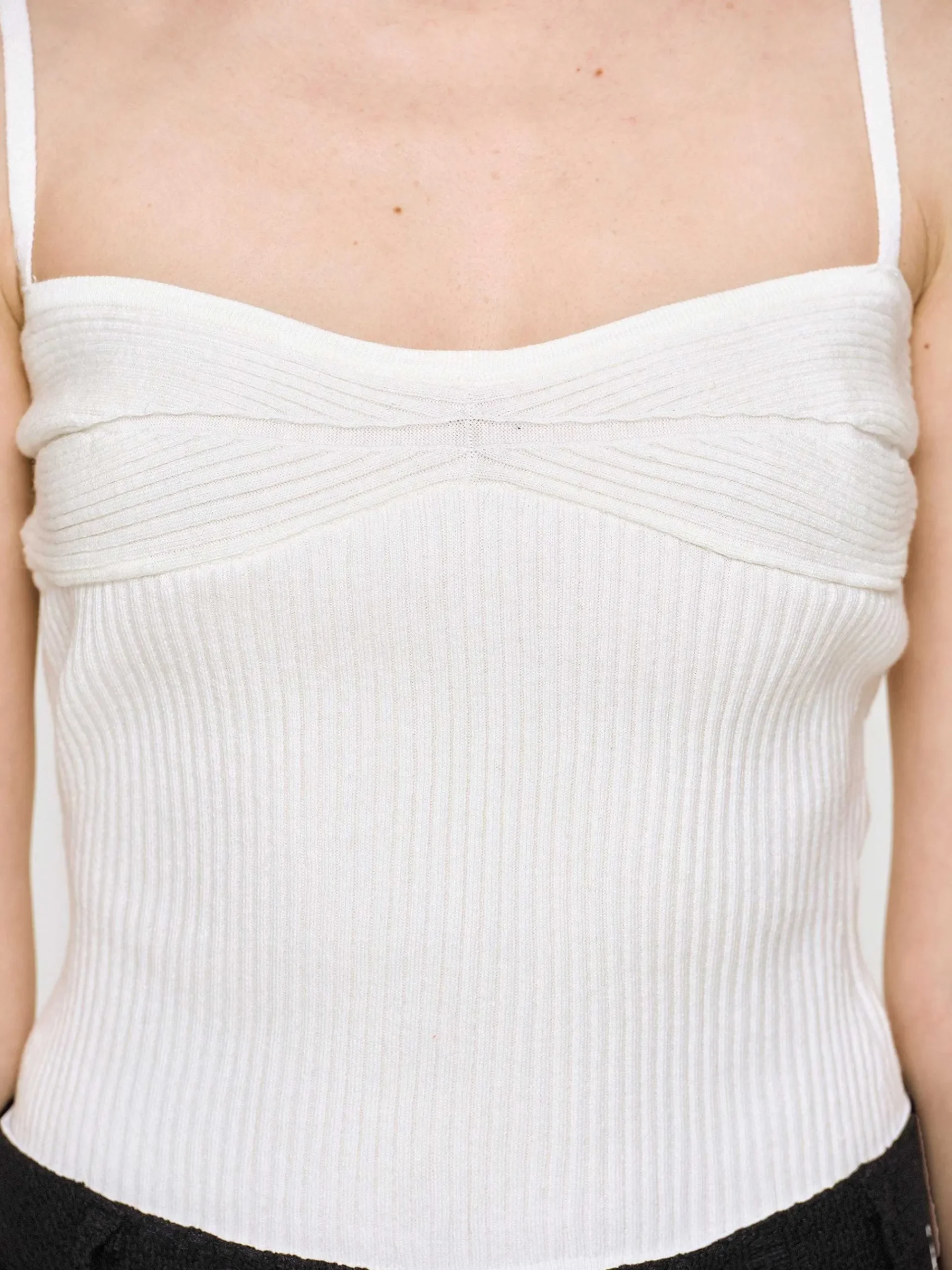Source Unknown Tricots-Camisole En Tricot Cotele, Blanc