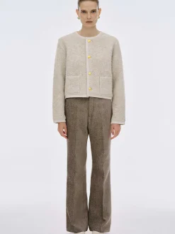 Source Unknown Tricots-Cardigan En Laine De Tonte Mogador, Melange Beige