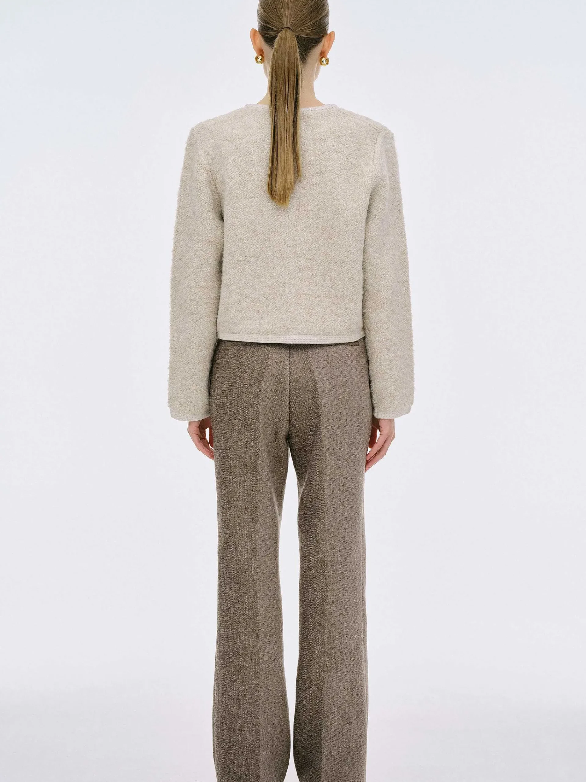 Source Unknown Tricots-Cardigan En Laine De Tonte Mogador, Melange Beige