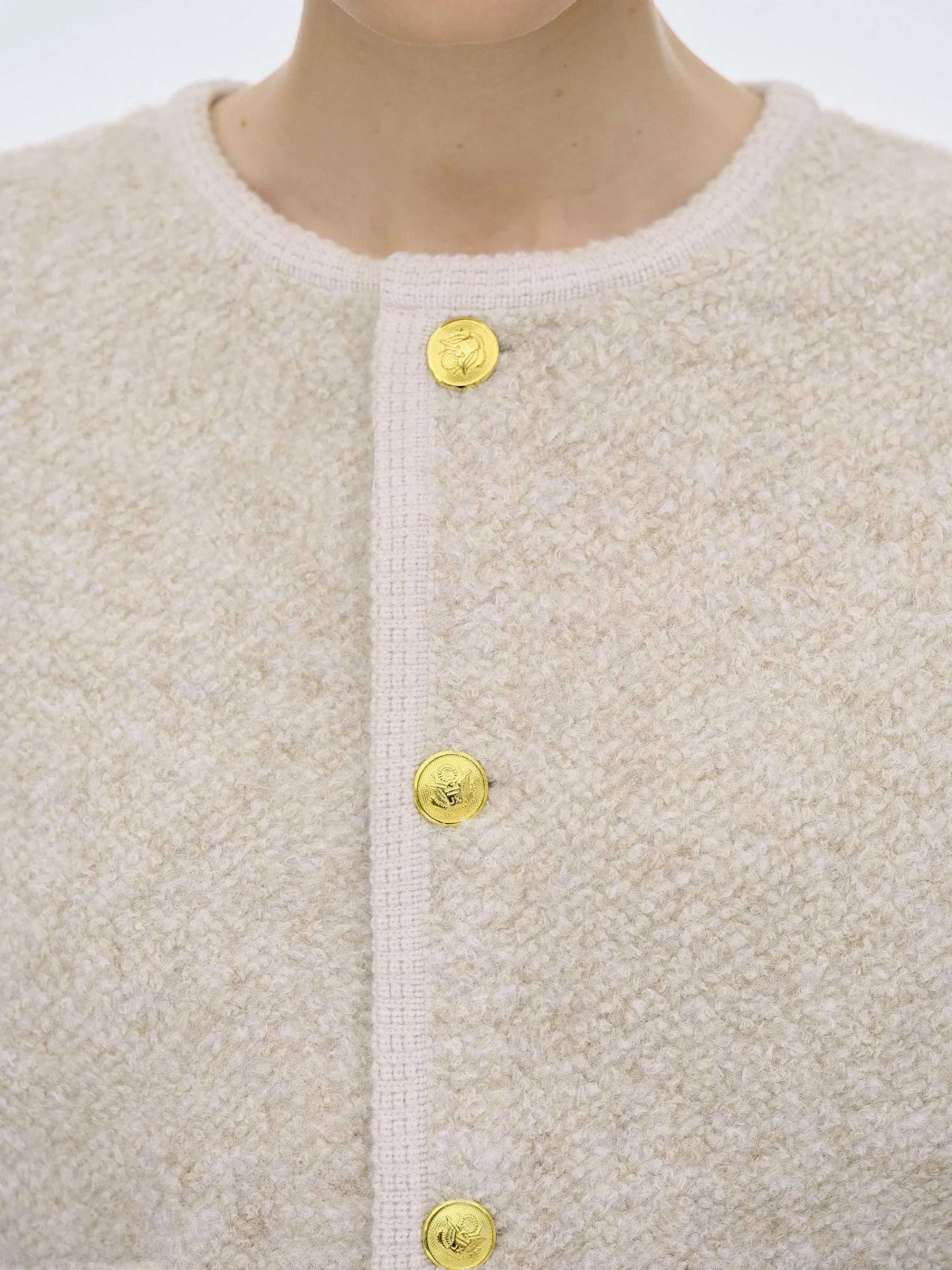 Source Unknown Tricots-Cardigan En Laine De Tonte Mogador, Melange Beige