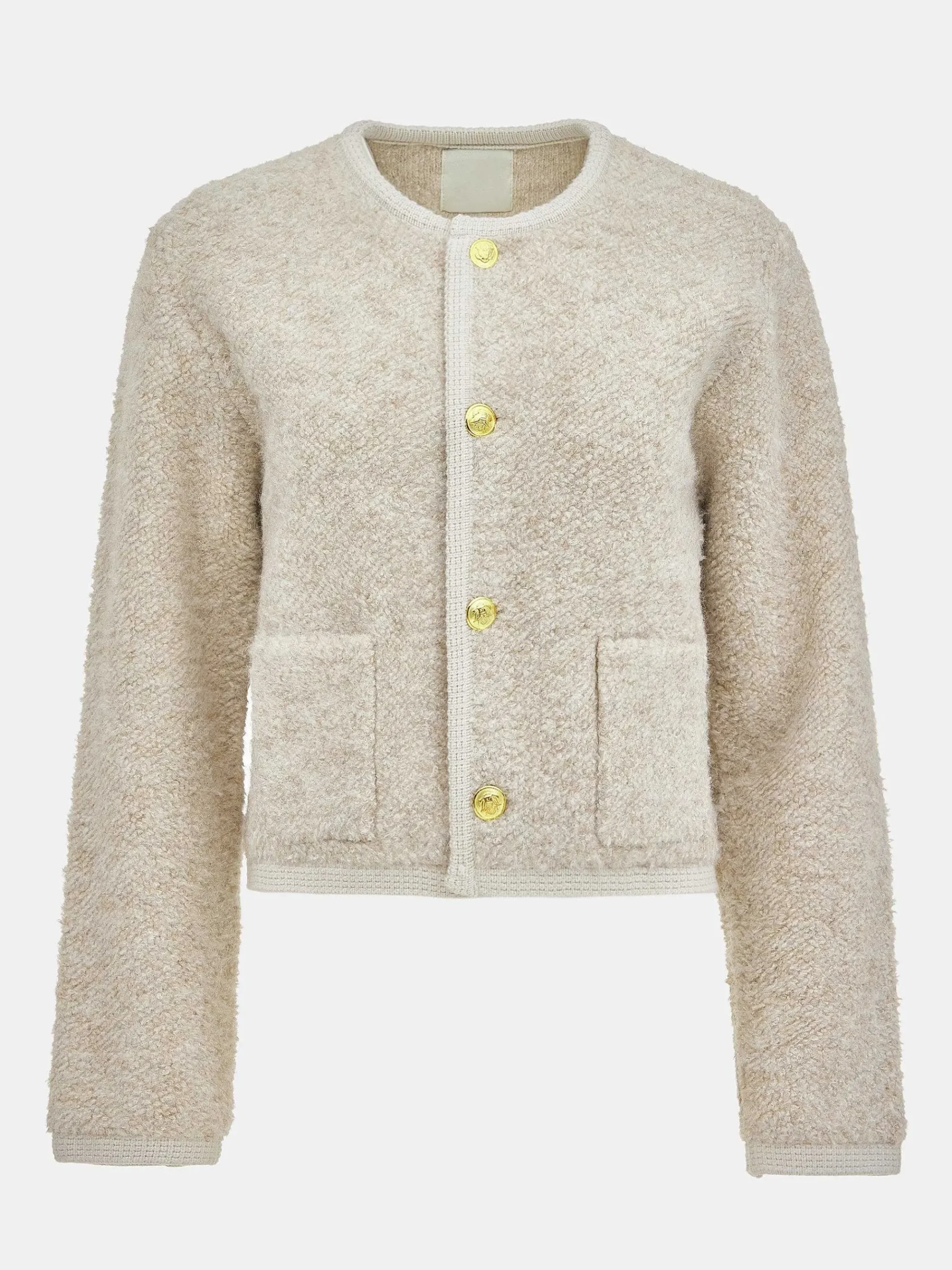 Source Unknown Tricots-Cardigan En Laine De Tonte Mogador, Melange Beige