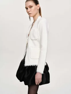 Source Unknown Accessoires-Cardigan Taille Cintree, Blanc Naturel